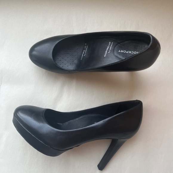Rockport Adidas Adiprene Black Leather Janae Platform Stiletto Heels Pumps 7.5 - Picture 8 of 12
